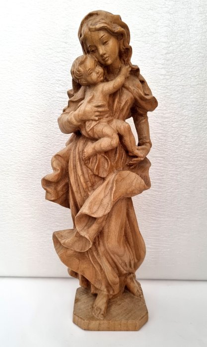 Madonna mit Jesuskind  ca. 34 cm. - Statuetă - Lemn
