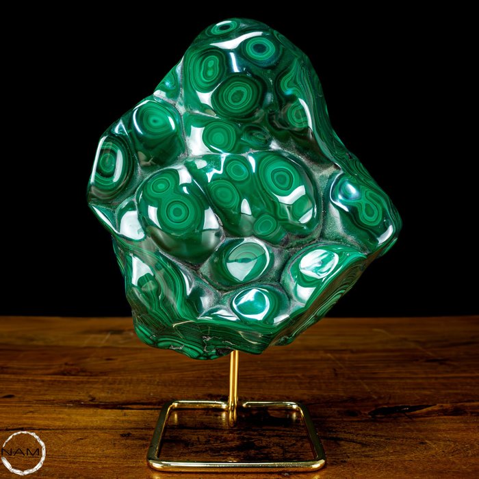 Very Decorative Natural Malachite Polished, on Stand- 5210.53 g