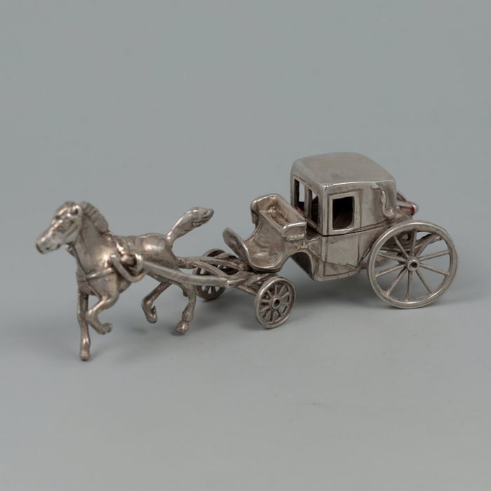 M. & C. Tabor di Tavanti - Paard en Wagen *NO RESERVE* - 微型雕像 - 銀