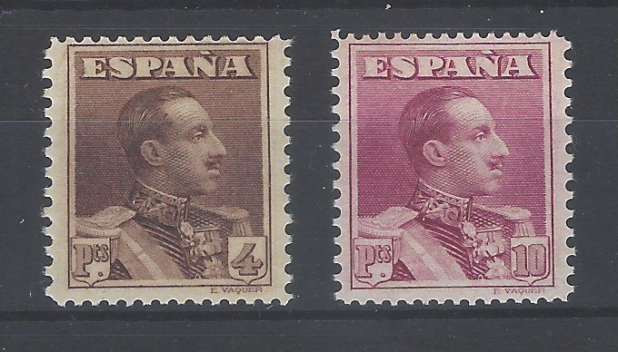 Spanien 1922 - Alfonso XIII-farver ændret - Edifil 322/23ec