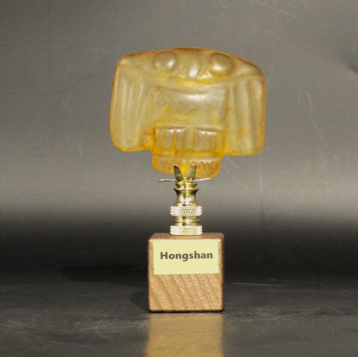 Figurine - Hongshan Cultuur Goud Tektiet Adelaar - Natural Glass