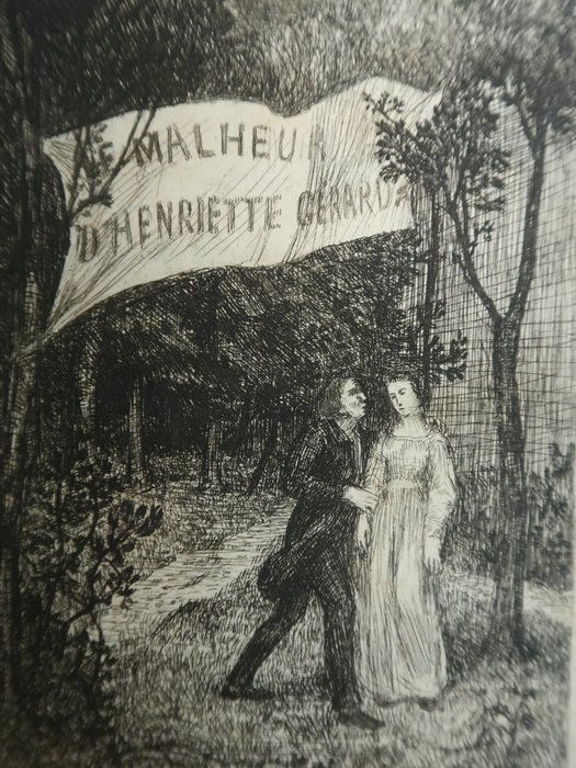 Signé;  Edmond Duranty / Alphonse Legros - Le malheur d'Henriette Gérard, avec quatre eaux-fortes d'Alphonse Legros - 1861