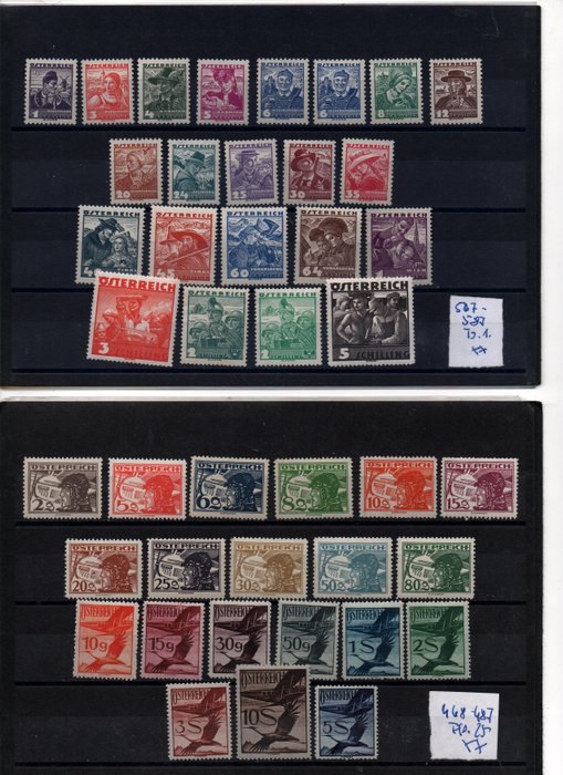 奧地利 1925/1935 - 1925 年航空郵件套裝和服裝系列均完好無損，從未鉸鏈 - Katalognummer 468-487+567-587