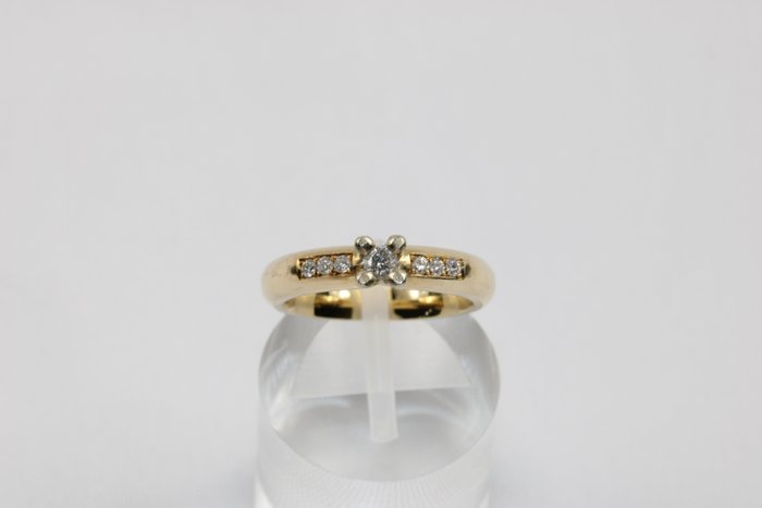 Anello - 14 carati Oro giallo -  0.23 tw. Diamante  (Naturale) - Diamante