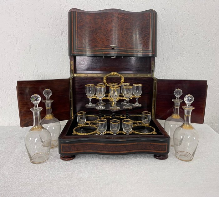Liquor cabinet - Brass, Glass, Bois noirci, Napoleon III