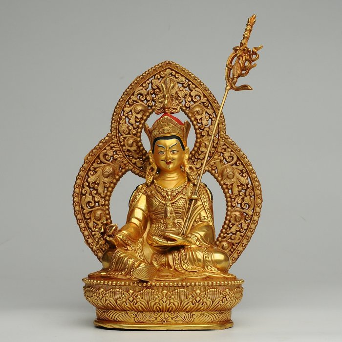 Buddhistic objects - exquisite Padmasambhava Buddha statue - Metal - 2020+