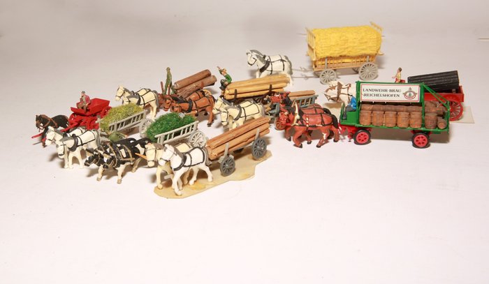 Preiser H0 - 模型火車風景 (10) - 農民的馬車和牛車