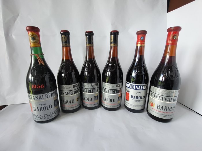 1956 , 1965, 1967 x2, 1974 & 1978 Fontanafredda - Barolo - 6 Bottles (0.75L)