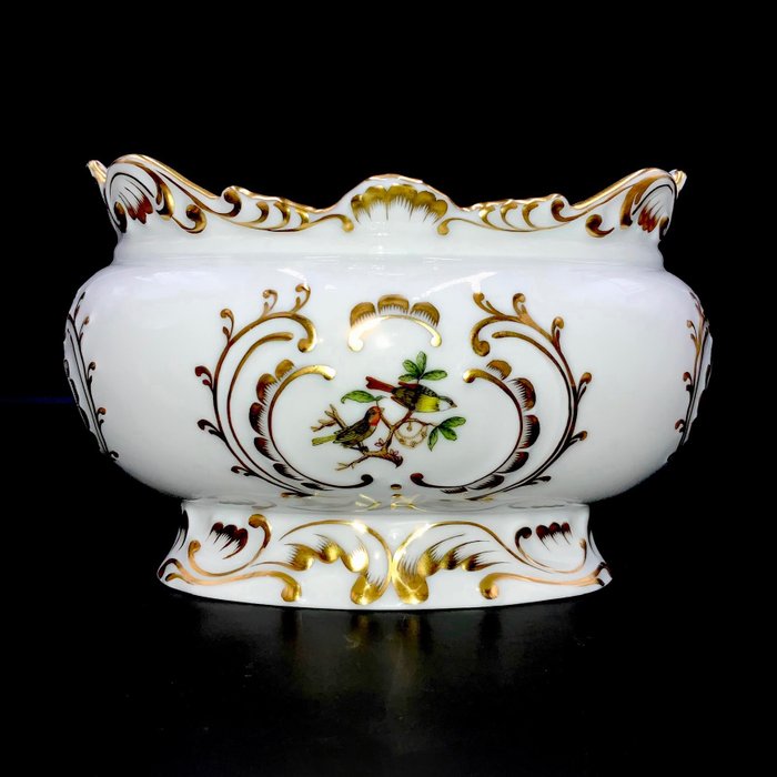 Herend - Jewel Large Dish/Bonbonniere (15,5 cm) - "Rothschild Bird" Pattern - Plato - Porcelana pintada a mano.