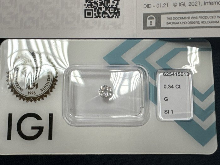 1 pcs 钻石 - 0.34 ct - 圆形 - G - NO RESERVE PRICE  si1
