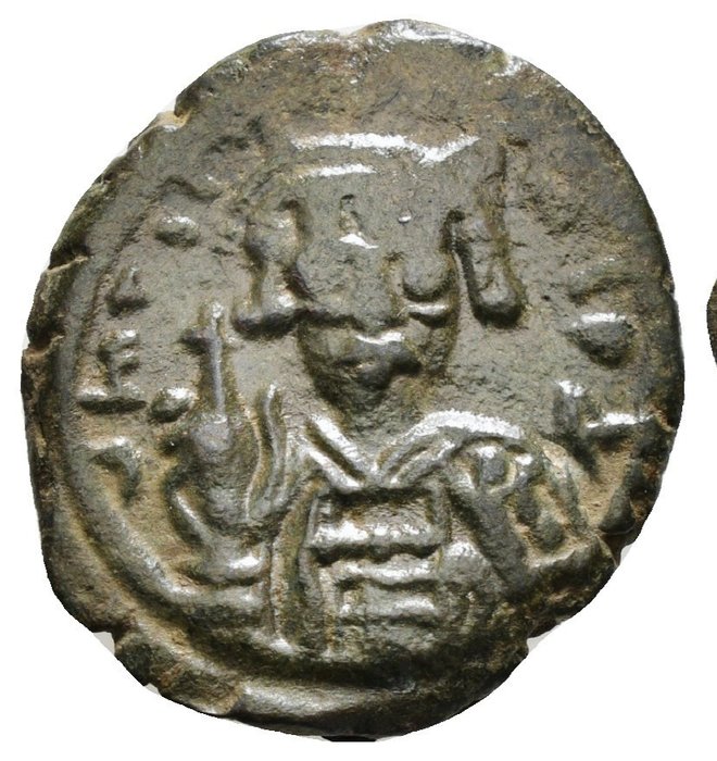 Byzantijnse Rijk. Mauricius Tiberius (582-602 n.Chr.). 1/2 Follis  (Zonder Minimumprijs)