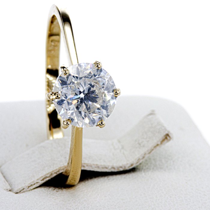Sem preço de reserva - Anel de noivado - 14 K Ouro amarelo -  1.53 tw. Diamante  (Natural) 