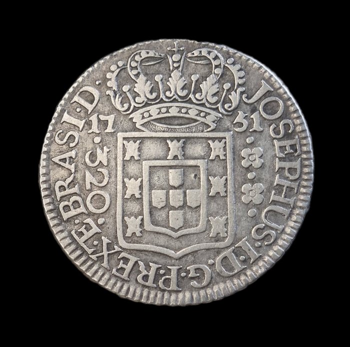 Brasilia (siirtomaa), Portugali. D. José I (1750-1777). 320 Réis (Pataca) 1751 R - Rio de Janeiro - E•BRASI•D• - Escassa