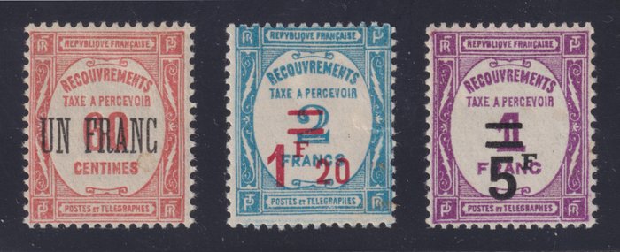 Francia 1929/1931 - Marche da bollo n°63, 64 e 65 Nuove*. Bellissimo. - Yvert