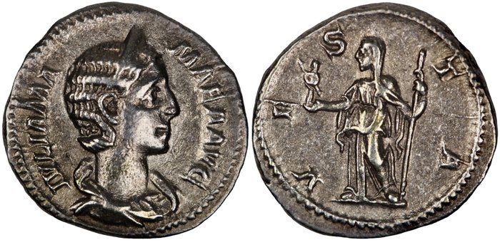 罗马帝国. 尤莉亚•马梅亚 （奥古斯塔， 公元222-235）. Denarius Rome  (没有保留价)