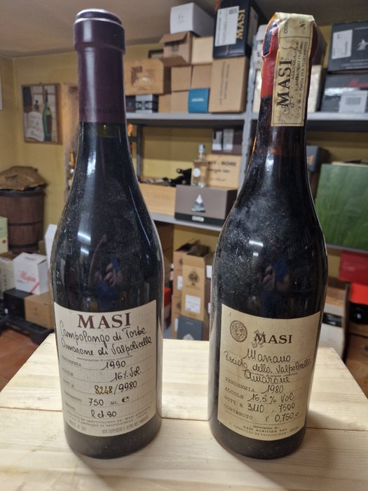 1980 Mazzano & 1990 Campolongo di Torbe, Masi - Amarone della Valpolicella - 2 Bottiglie (0,75 L)
