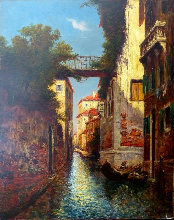 Charles Cousin (1807-1887) - Venise, Le Rio E Palazzo Albrizzi