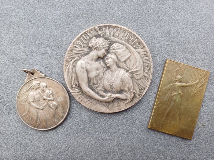 比利时 - 奖章 - medaglie patriottiche belgio francia prima guerra mondiale