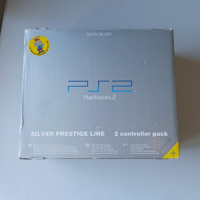 Sony - PlayStation 2 complete in box 2  Controllers +Memory cards Satin Silver Prestige Line - Videospilkonsol (1) - I original æske