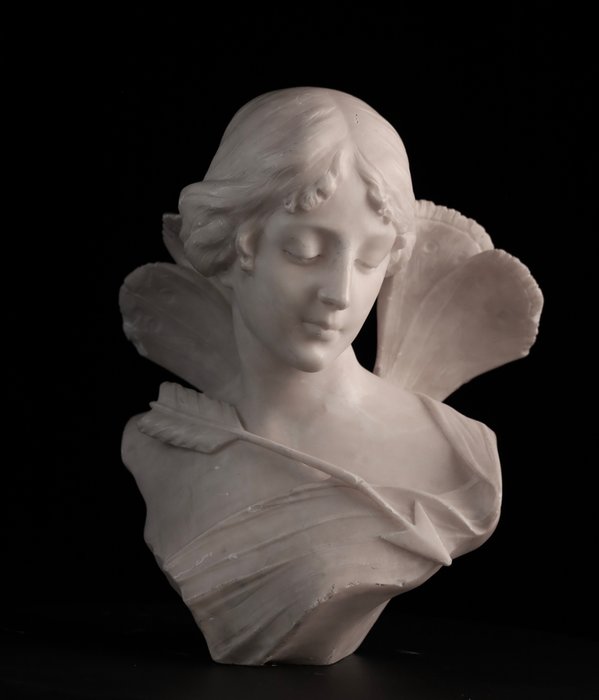 Byst, buste van een lief engeltje - 40 cm - Alabaster - 1920