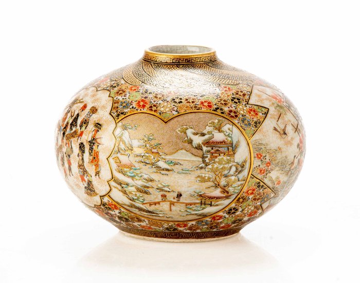 花瓶 - 瑪瑙, 金色, 陶瓷, 明治時期（19世紀末） - Signed Kizan 輝山 - 日本 - 明治時期（19世紀末）