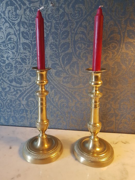 Candleholder (2) - Bronze (gilt)