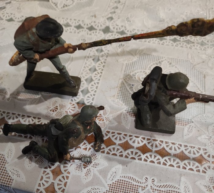 Lineol - Zabawkowy żołnierzyk 3 Soldatini Fanteria Francese e Italiana - 1930-1940 - Niemcy