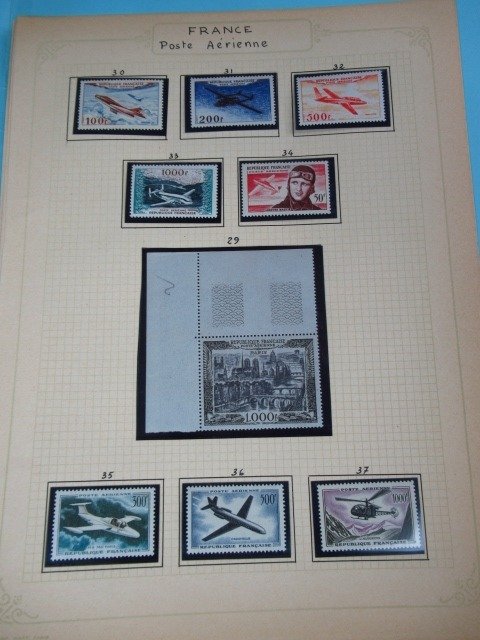 Francja  - poczta lotnicza, zaawansowana kolekcja znaczków