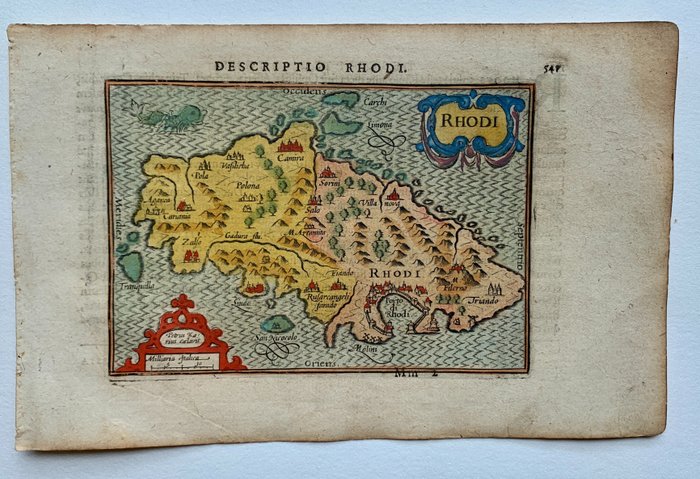 Europa, Hartă - Grecia / Rodos; P. Bertius - Rhodi - 1601-1620
