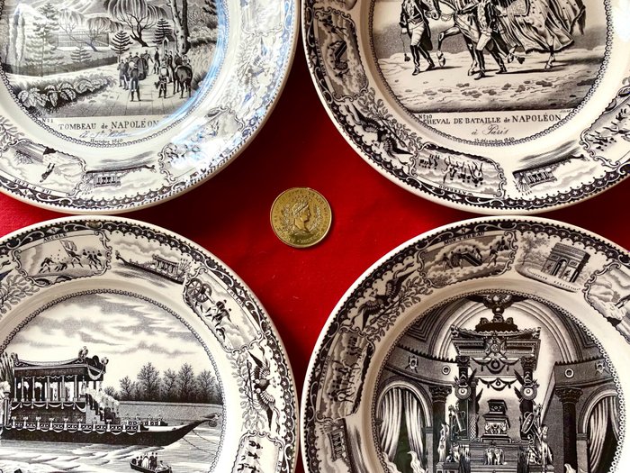法國 - 批量 4 個盤子和 1 個獎章：拿破崙的灰燼歸來 - 軍用配件 - 1844