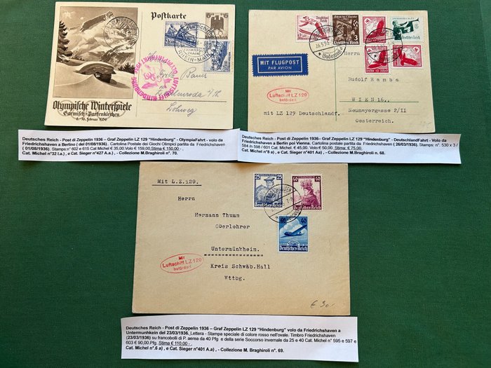 郵政封面  (3) - 齊柏林伯爵航空 LZ 1936 年起 129 次航班