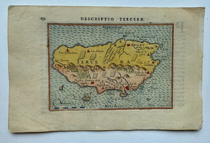 Europe, Carte - Portugal / Île de Terceira; P. Bertius - Descriptio Tercerae. - 1601-1620