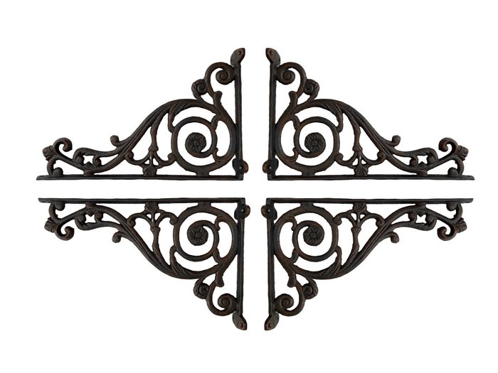 Dekorativt ornament (4) - 4 gietijzeren plankendragers in klassieke stijl - Europa 
