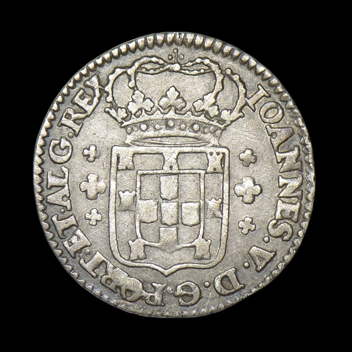 Portugalia. D. João V (1706-1750). 6 Vinténs (120 Reis) - N/D - Escudo Largo - R/ Leg. Sep. por Quadrifólios  (Bez ceny minimalnej
)