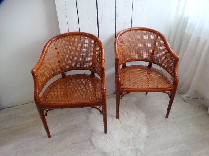 Giorgetti - 扶手椅子 (2) - 人造竹子 - 木, 织带