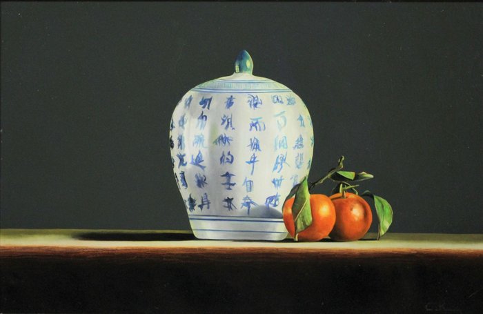Cornelis de Koning (1957) - "Stilleven met pot en appels"