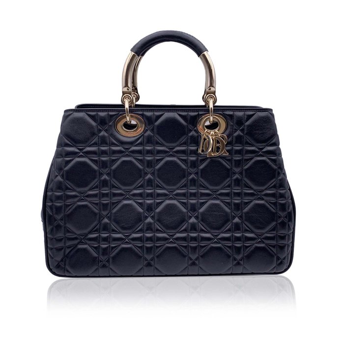Christian Dior - Black Embossed Cannage Leather Lady 95.22 手提袋