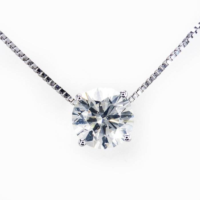 Sans Prix de Réserve - Collier avec pendentif - 14 carats Or blanc -  0.97 tw. Diamant  (Naturelle) 