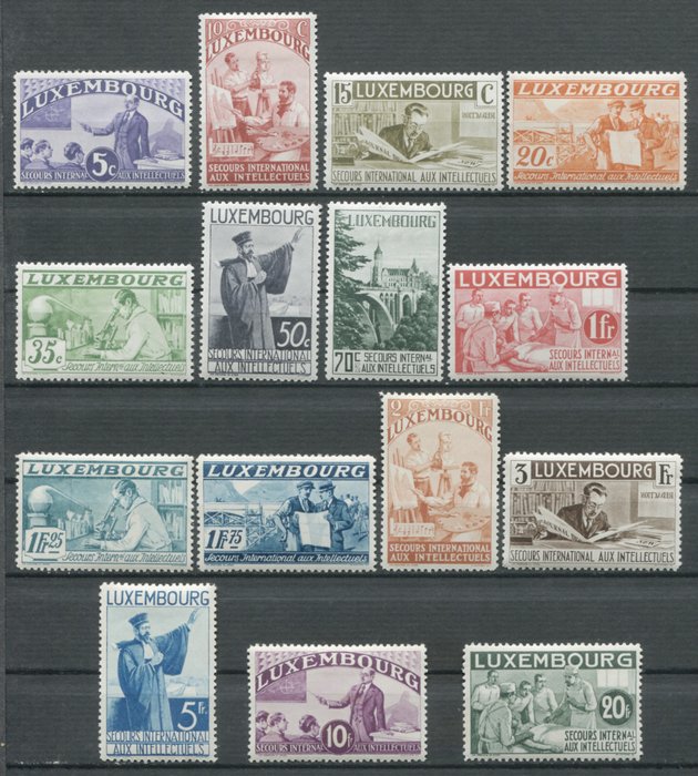 Luxemburg 1935 - Komplette Serie „Entlastung für Intellektuelle“ - Yvert n°259/273