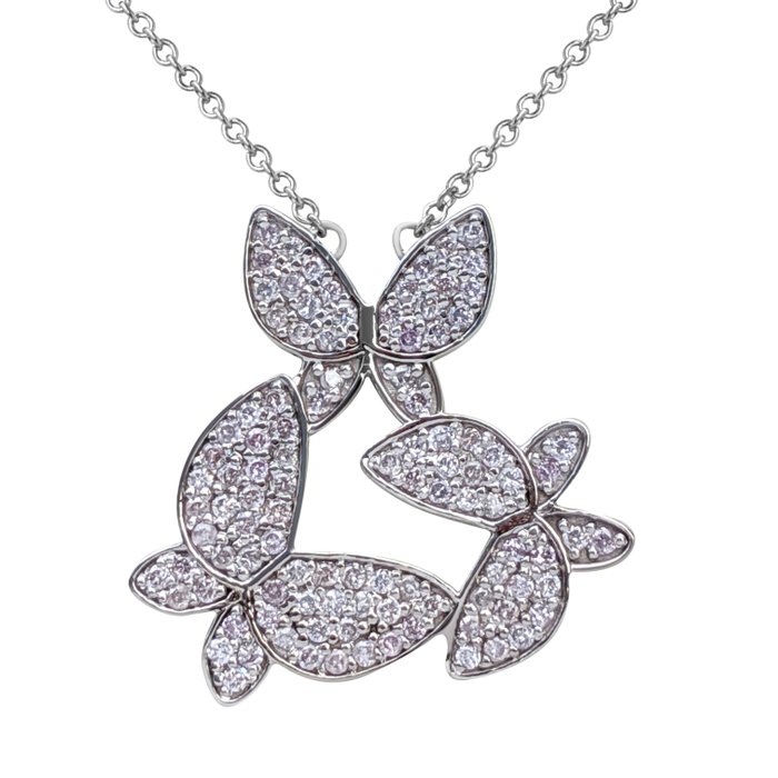 No Reserve Price - Necklace with pendant - 14 kt. White gold -  0.50ct. tw. Pink Diamond  (Natural coloured)