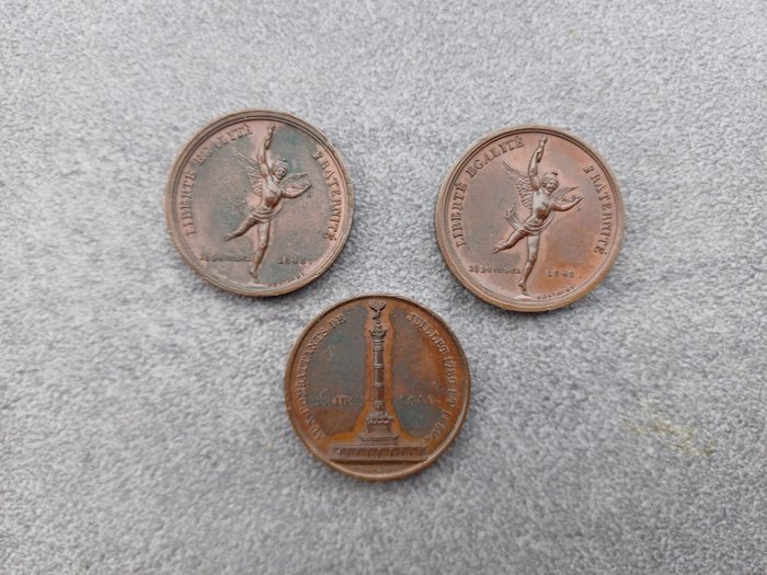 法国 - 奖章 - Collezione di 3 medaglie rivoluzione del 1848 - 1848