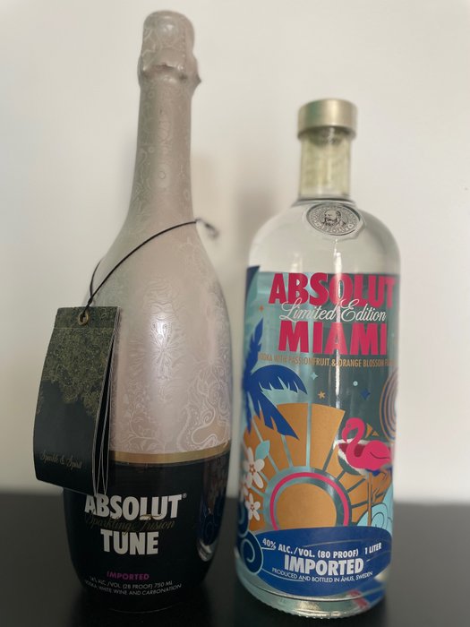 Absolut - Absolut Tune v2 + Absolut Miami - 1 liter, 750 ml - 2 flaskor