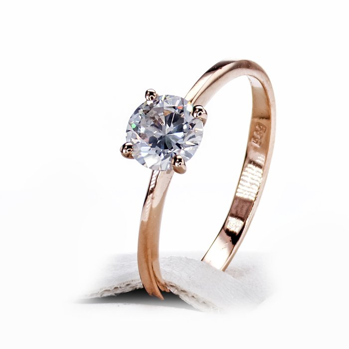 没有保留价 - 订婚戒指 - 14K包金 玫瑰金 -  0.71 tw. 钻石  (天然) 