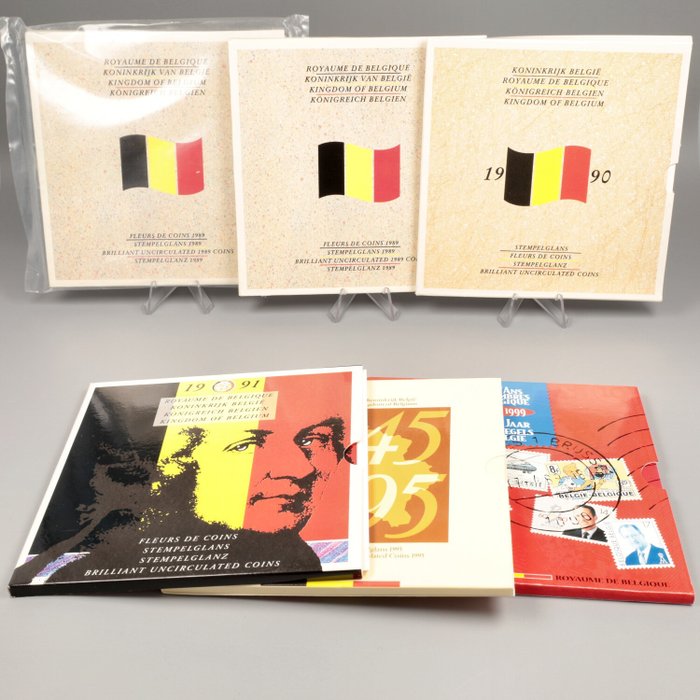Belgien. Year Set (FDC) 1989/1999 (6 stuks)  (Utan reservationspris)