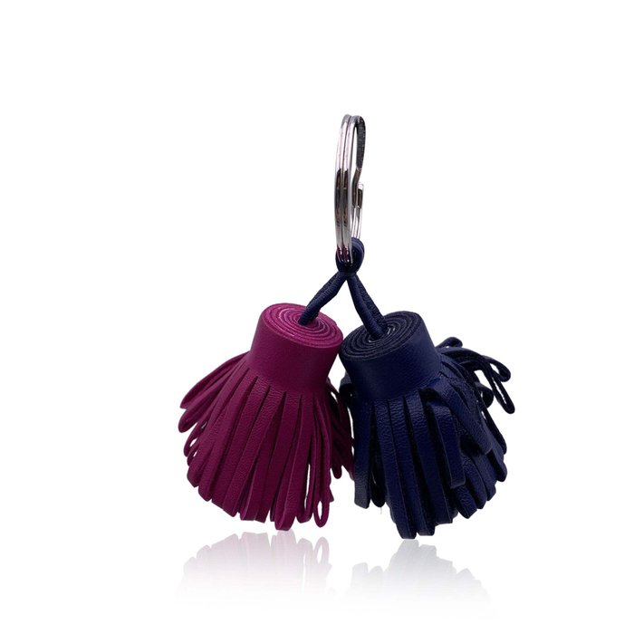 Hermès - Blue and Purple Leather Carmen Uno-Dos Key Ring - Accessory