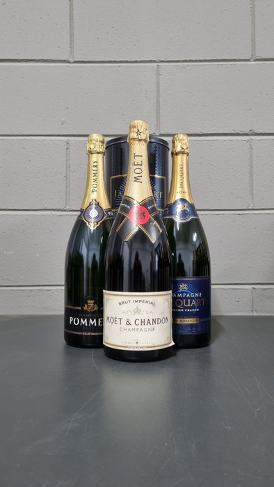 Jacquart, Moët & Chandon, Pommery - Champagne - 3 Magnumflasche (1,5 L)