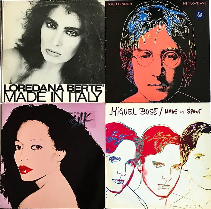 4 Record cover designed by Andy Warhol - John Lennon – Miguel Bose - Diana Ross - Loredana Berte