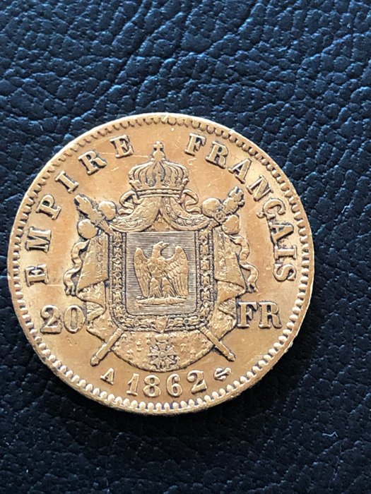 França. Napoleão III (1852-1870). 20 Francs 1862-A, Paris  (Sem preço de reserva)