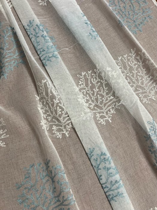 San Leucio - coppia di tende ricamate a mano - Tessuto per tende  - 280 cm - 140 cm