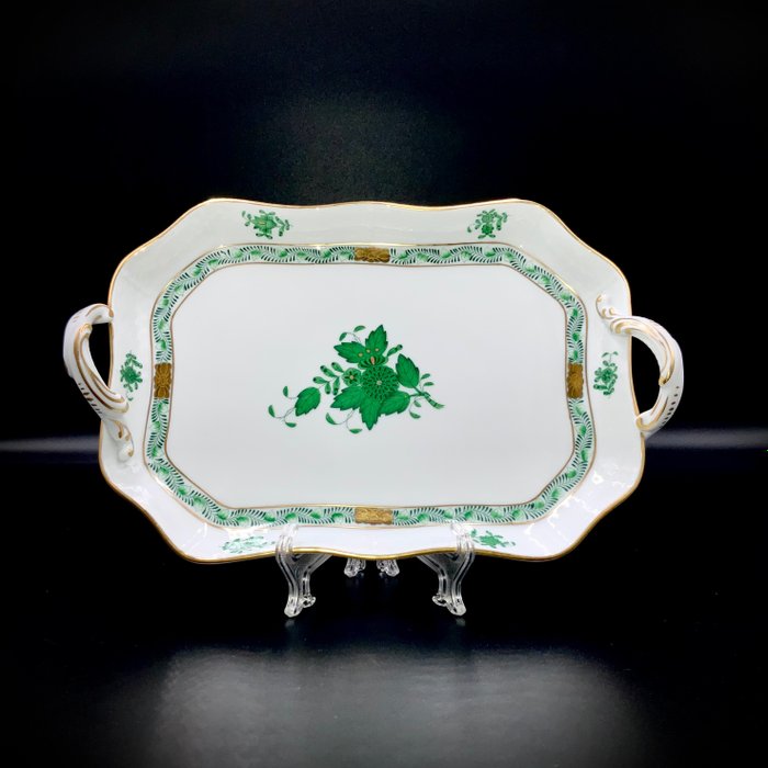 Herend - Rectangular Tray with Handles (27 cm) - Chinese Bouquet Apponyi - Piatto da portata - Porcellana dipinta a mano